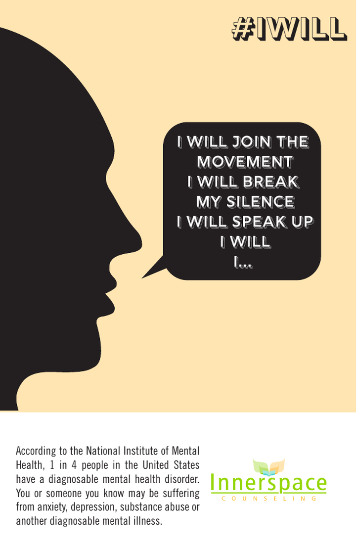 #IWILL concept on a cream background with a rectangular speech bubble.
